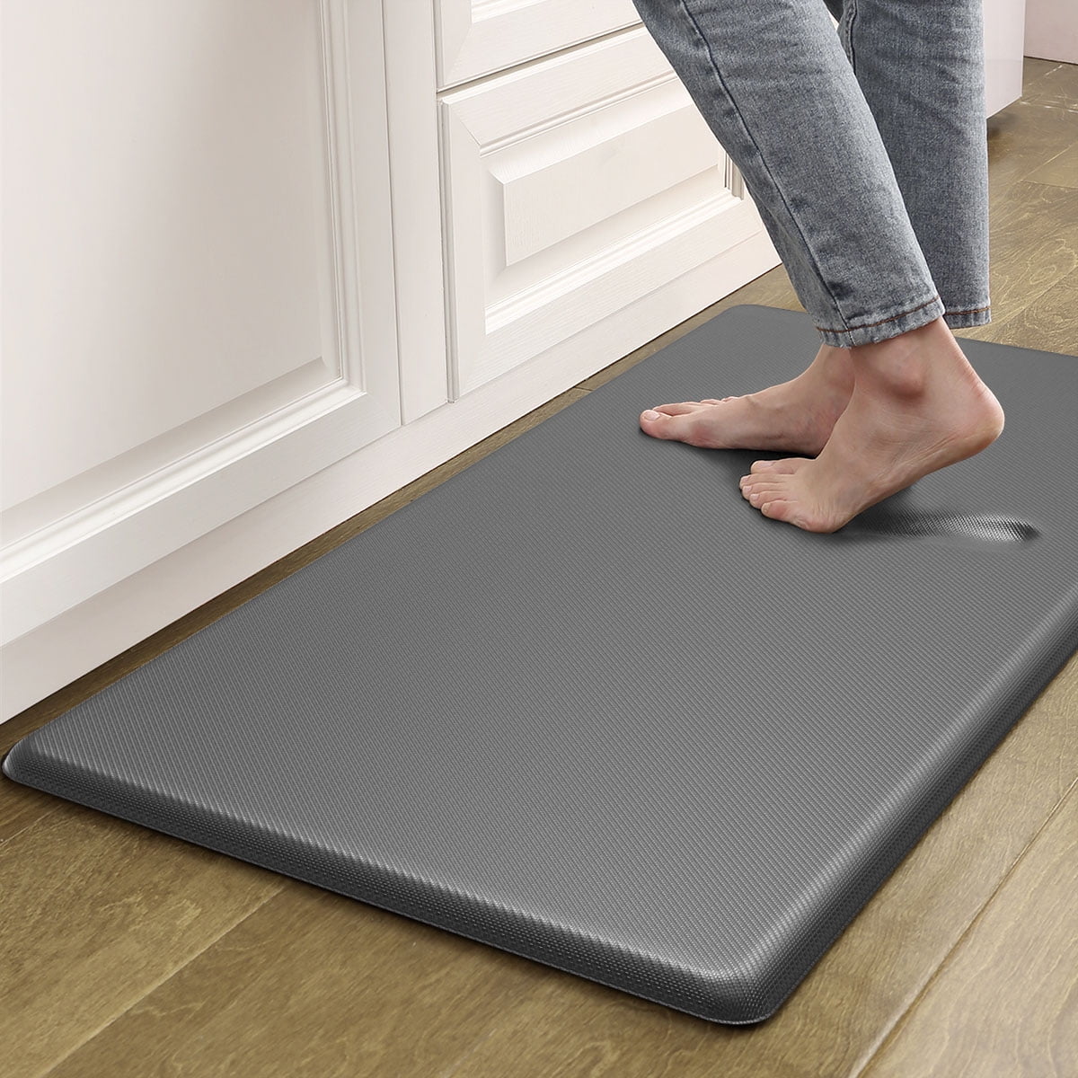 Artnice 0.75 Thick Anti Fatigue Mats for Kitchen 17x28 Memory Foam Kitchen Mats Non Slip Comfort Standing Mat Cushioned Floor Mat Gray