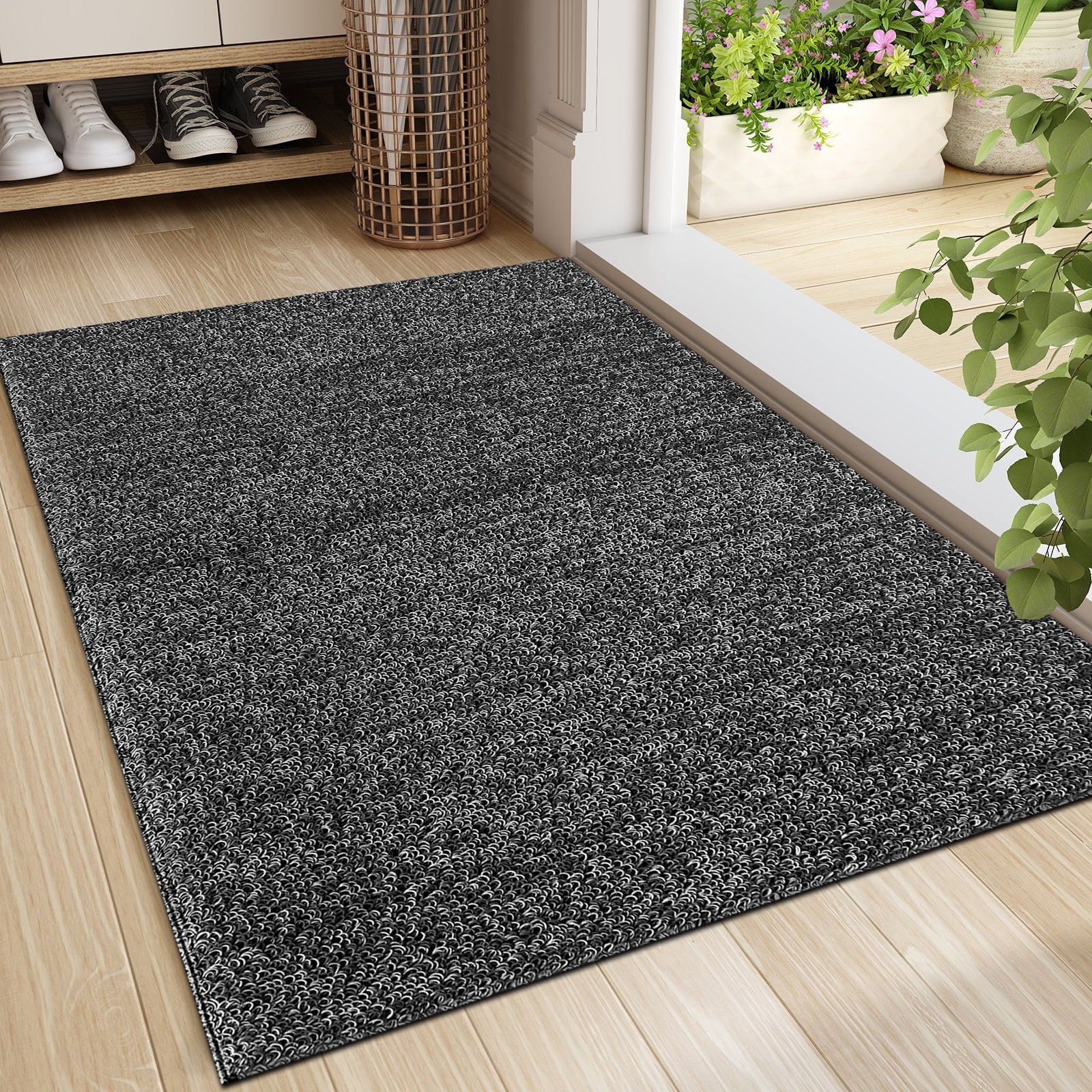 Artnice 16"x24" Door Mat for Outside Entry, Non Slip Rubber Backed Welcome Mats, Waterproof Resist Dirt Outdoor Mats for Front Door, Gray
