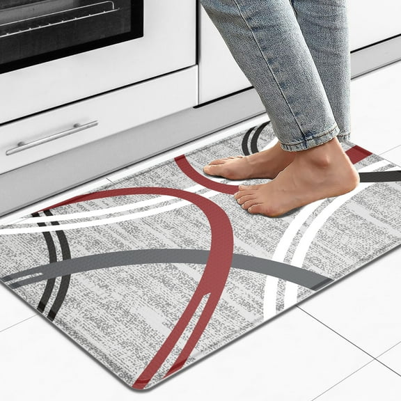 Artnice 17.5"x32" Modern Abstract Gray Kitchen Mats, Anti Fatigue Rugs for Kitchen Floor, Non Slip Waterproof Rugs for Home Decor
