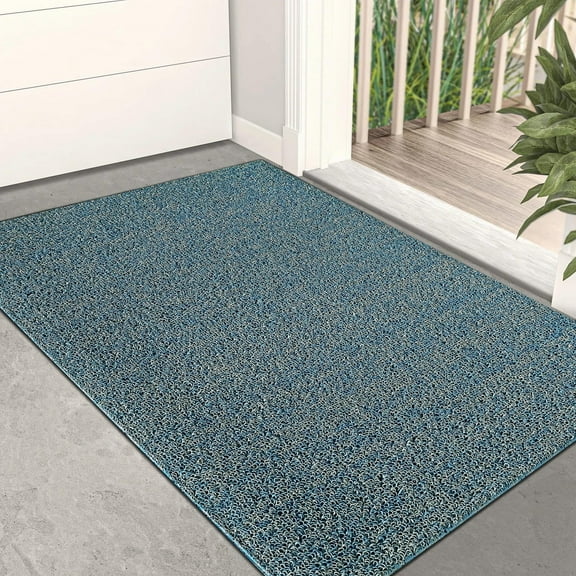 Artnice 17"x29" Front Door Mat Indoor Outdoor Entrance, Non Slip Rubber Backed Welcome Mats, Waterproof Resist Dirt Doormat Entryway Mats, Blue
