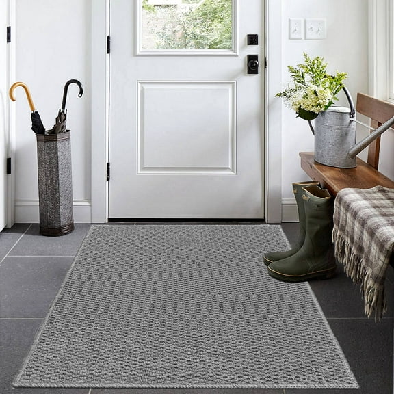 Artnice 3x5 Washable Area Rugs for Living Room, Faux Jute Rug Farmhouse Washable Rug, Non Slip Floor Carpet Mats for Kitchen, Entryway, Home Décor, Gray