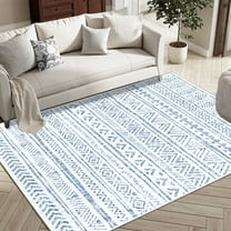 Artnice 5x7 Area Rugs for Living Room, Boho Washable Rug Non Slip, Modern Geometric Neutral Carpet Soft Rugs for Bedroom, Office, Home Décor, Blue