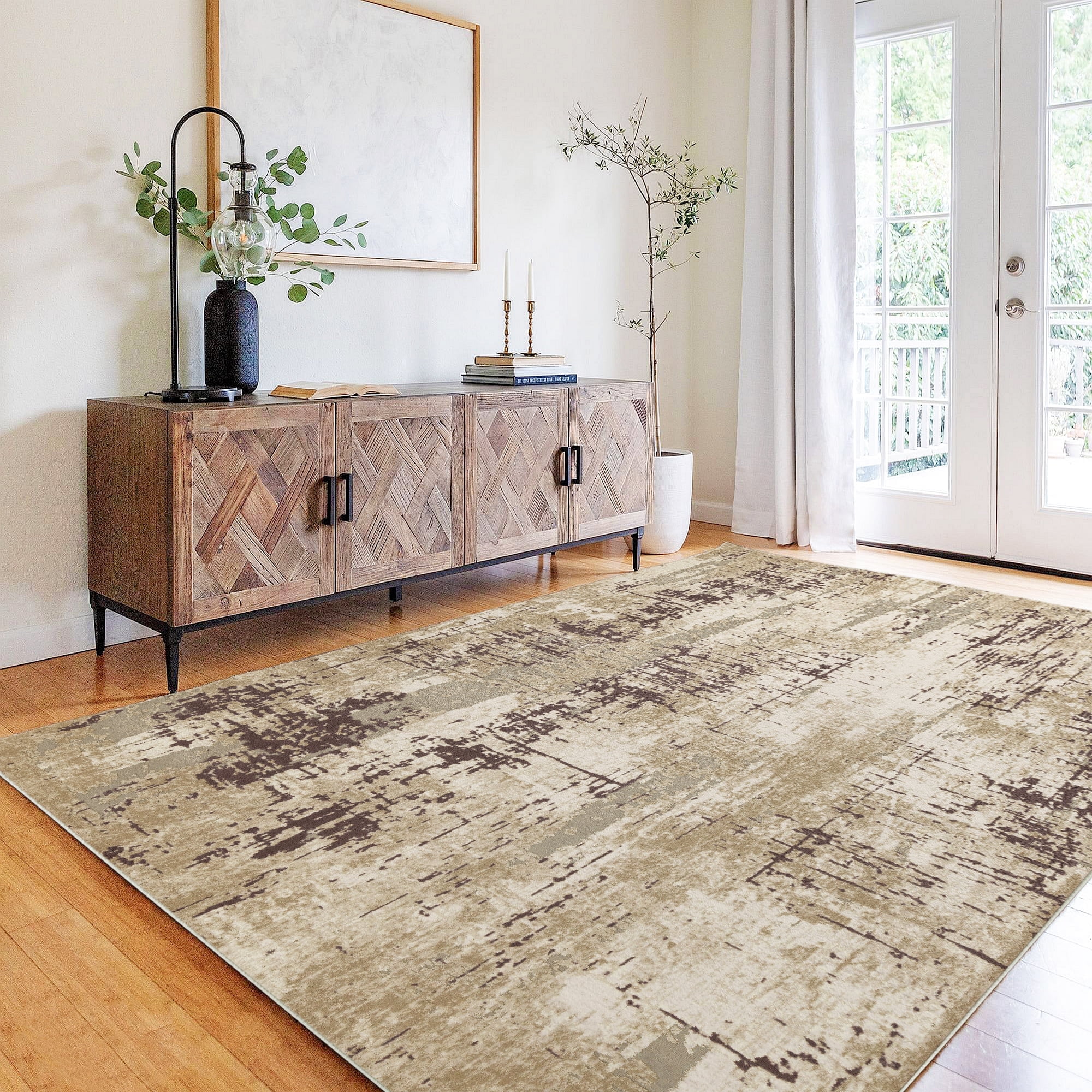 Artnice Modern Area Rugs for Living Room 8x10, Non Slip Machine Washable Rugs, Brown Carpet Floor Mats for Home Decor