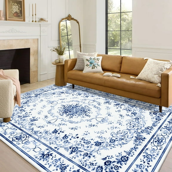 Artnice Floral Large Area Rugs for Living Room 8x10, Machine Washable Area Rugs Non Slip, Boho Vintage Indoor Carpet Mats for Home Decor