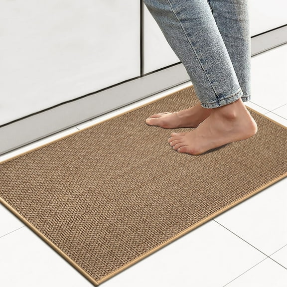 Artnice Small Kitchen Mats for Floor, 16x24" Washable Non Slip Rubber Backing Kitchen Rugs, Absorbent Runner Rugs Floor Mats for Sink, Home Decor, Khaki