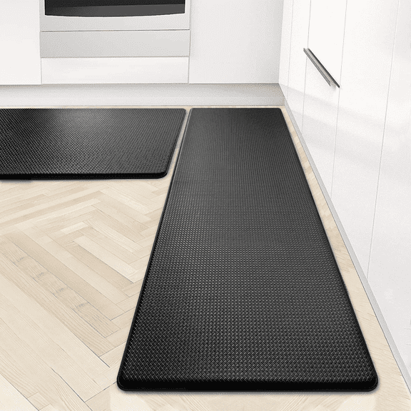 Artnice Black Kitchen Rugs and Mats 2 Piece Set, Anti Fatigue Non Slip Mats for Kitchen Floor, Memory Foam Comfort Standing Rugs