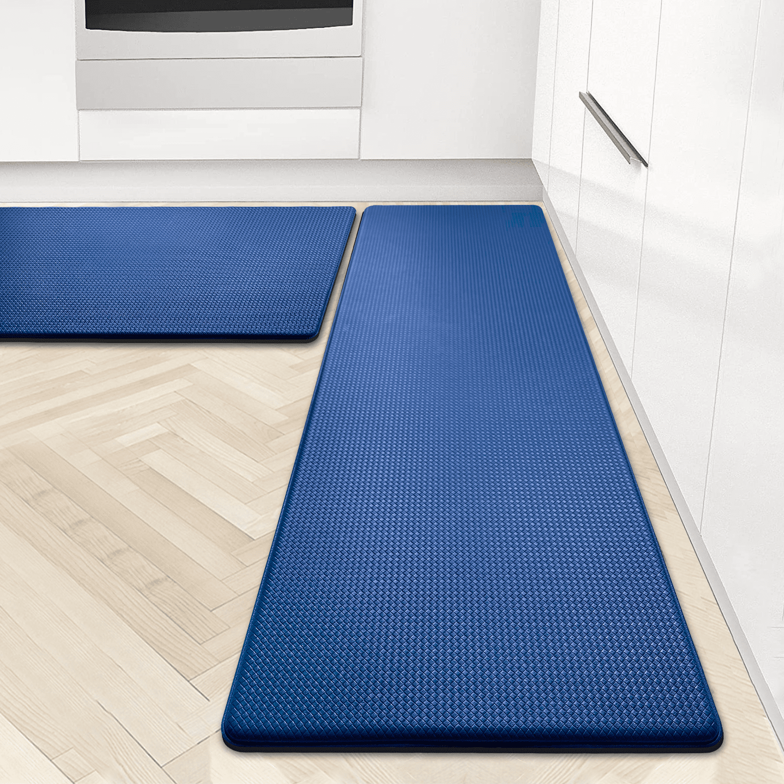 Artnice 2 Piece Set Blue Kitchen Rugs and Mats, Anti Fatigue Non Slip
