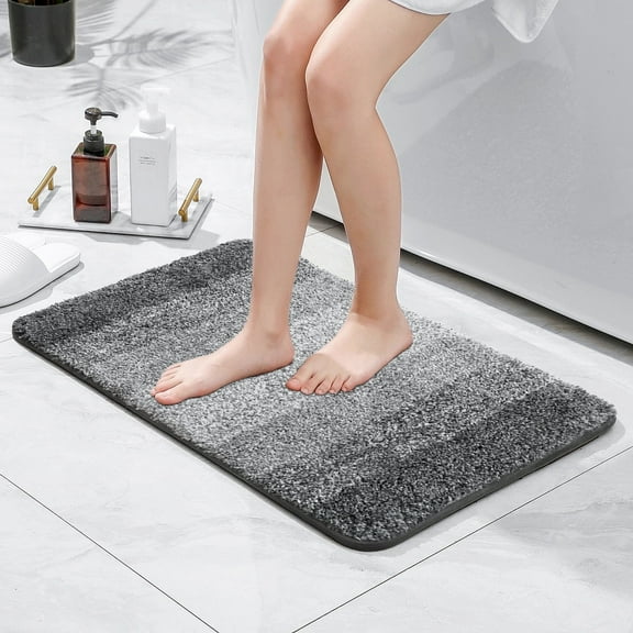 Artnice Bathroom Rugs Non Slip Washable 24x16, Absorbent Microfiber Gray Bath Rugs, Plush Ultra Soft Bath Mats for Bathroom Floor