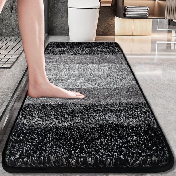 Artnice Microfiber Washable Bathroom Rugs, 24"x59" Black Absorbent Bath Mats, Non-Slip Plush Ultra Soft Bathroom Mats