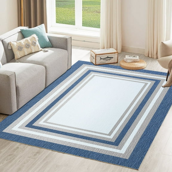Artnice Modern Bordered Area Rugs 5x7, Washable Rugs for Living Room Non-Slip, Low-Pile Floor Carpet Mats for Bedroom, Dining Room, Entryway, Indoor