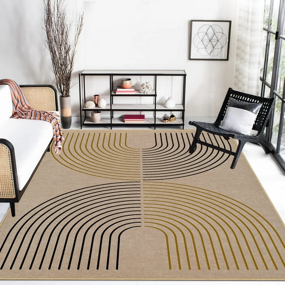 Artnice Modern Rainbow Area Rugs, 5x7 Easy Jute Rugs for Living Room, Indoor Outdoor Rugs, Non Slip Carpet Rugs for Dining Room, Home Decor