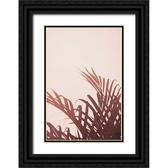 Artographie Studio 11x14 Black Ornate Wood Framed with Double Matting Museum Art Print Titled - Palm leaves 2