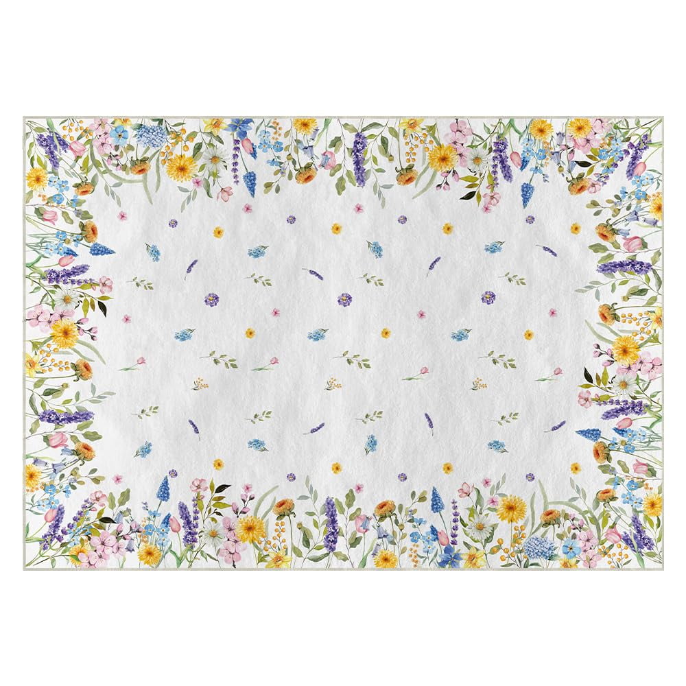 Artoid Mode Bloom Flowers Tulip Spring Area Rug, Summer Home Decor Low ...