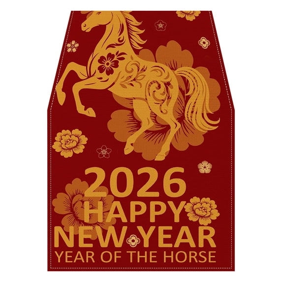 Artoid Mode Chinese Zodiac Horse 2026 Happy Lunar New Year Table Runner ...