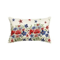 Artoid Mode Floral 4th of July Patriotic Throw Pillow Cover 12 x 20