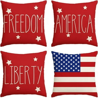 4th Fourth of July American Flag Pillow Covers 18x18 Set of 4, US Memo –  PANDICORN