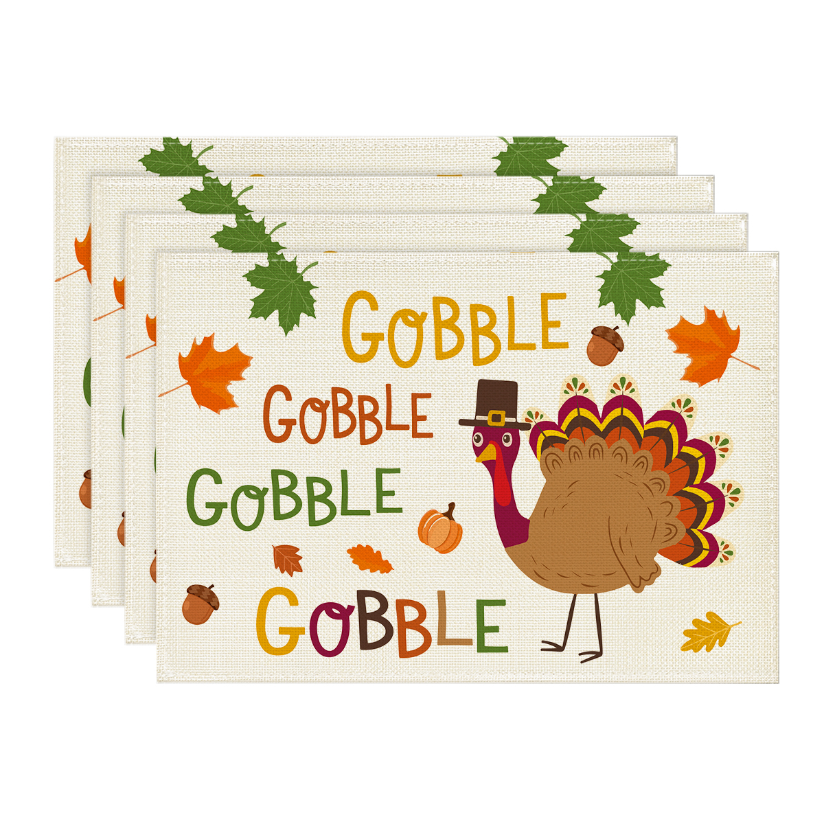 Dainty Home Forest Placemat, 12"x18", Beige, Set of 4