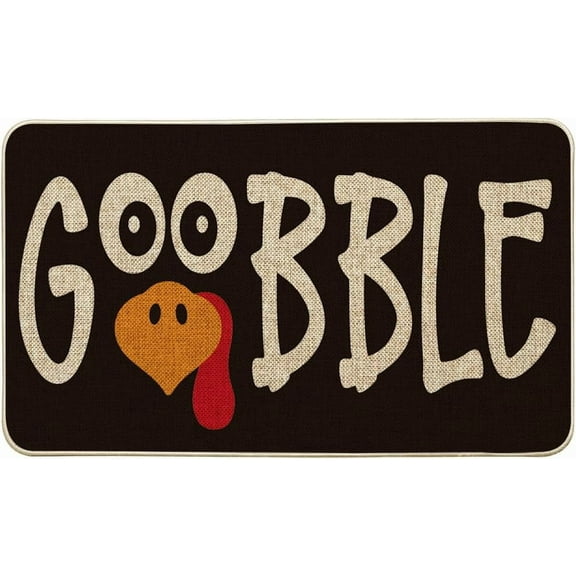Artoid Mode Gobble Turkey Thanksgiving Doormat, Thanksful Fall Home Decor Low-Profile Switch Rug Door Mat Floor Mat for Indoor Outdoor 17x29 Inch