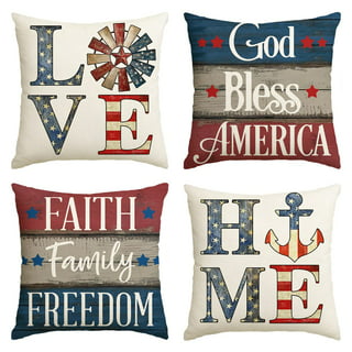 Bless international USA Flag Design Patriotic Throw Pillow Cushion Cover  18X18