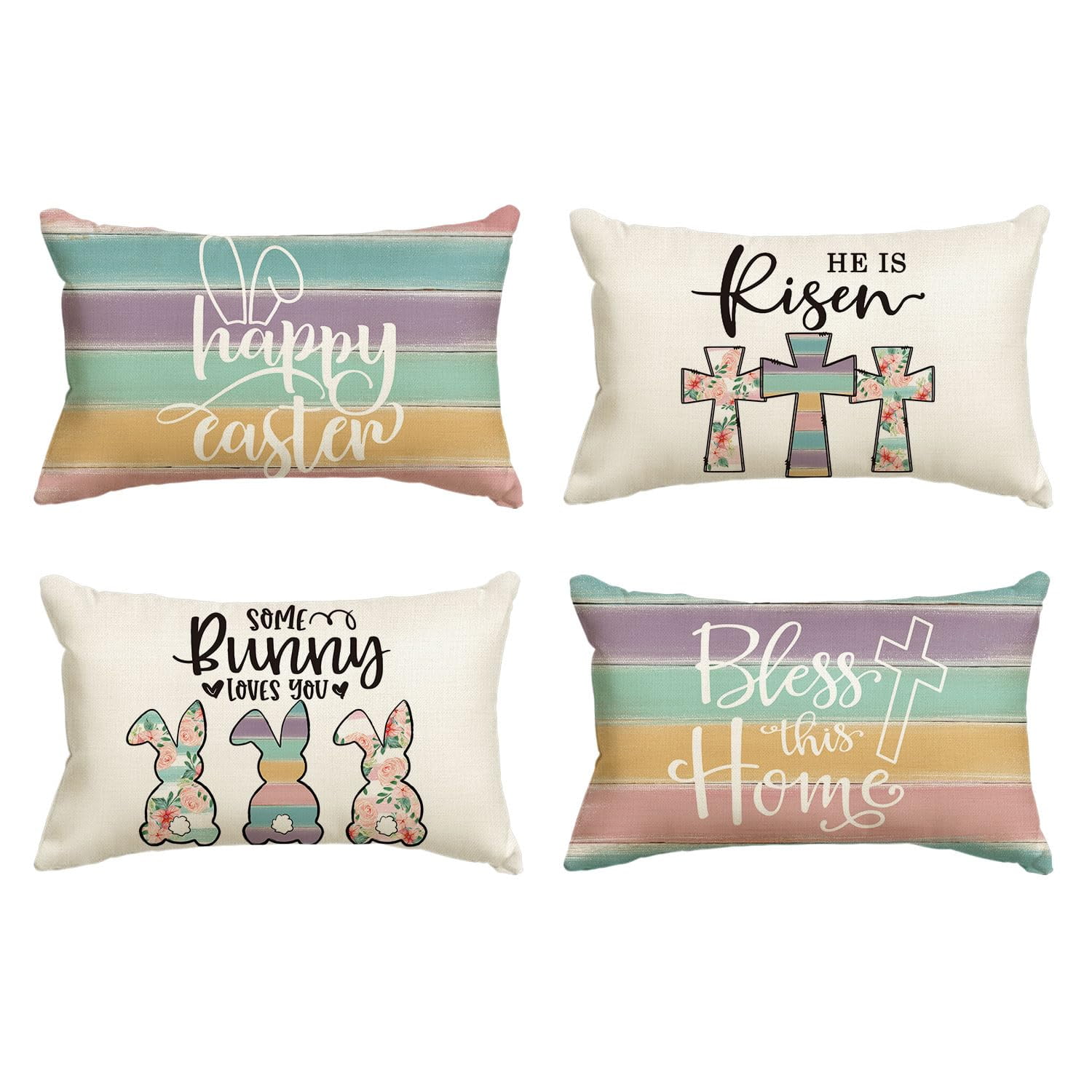 Artoid Mode He is Risen Happy Easter Throw Pillow Covers 4Pack 12 x 20