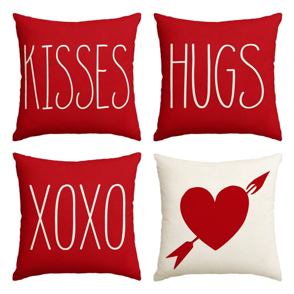 Artoid Mode Love Heart Kisses Hugs XOXO Valentine's Day Throw Pillow