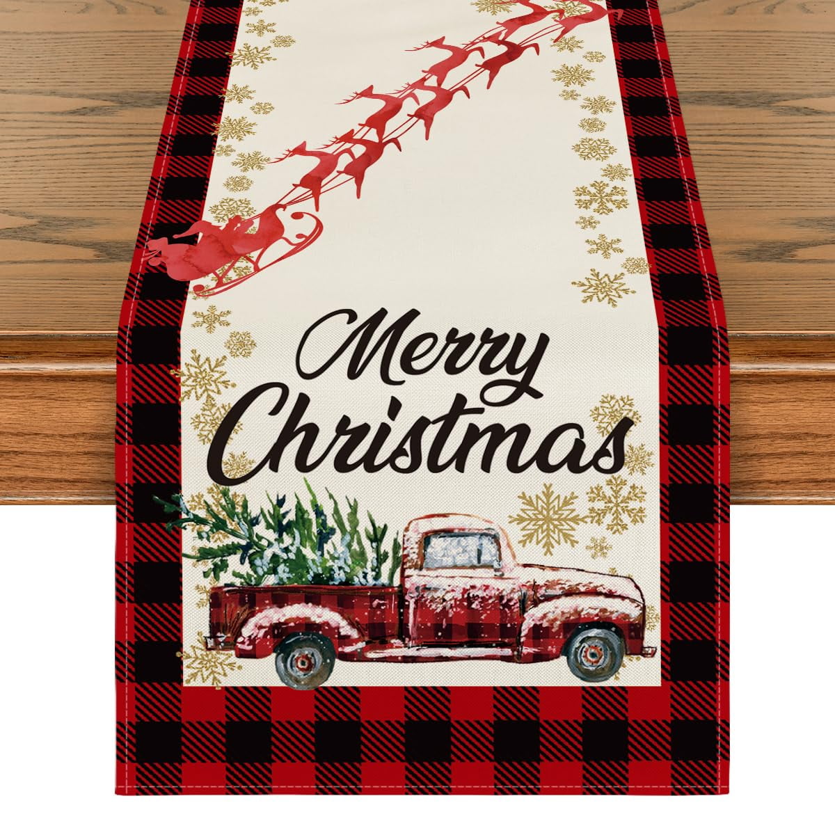 Artoid Mode Merry Christmas Table Runner With Truck 13 X 72 Inch, Red ...