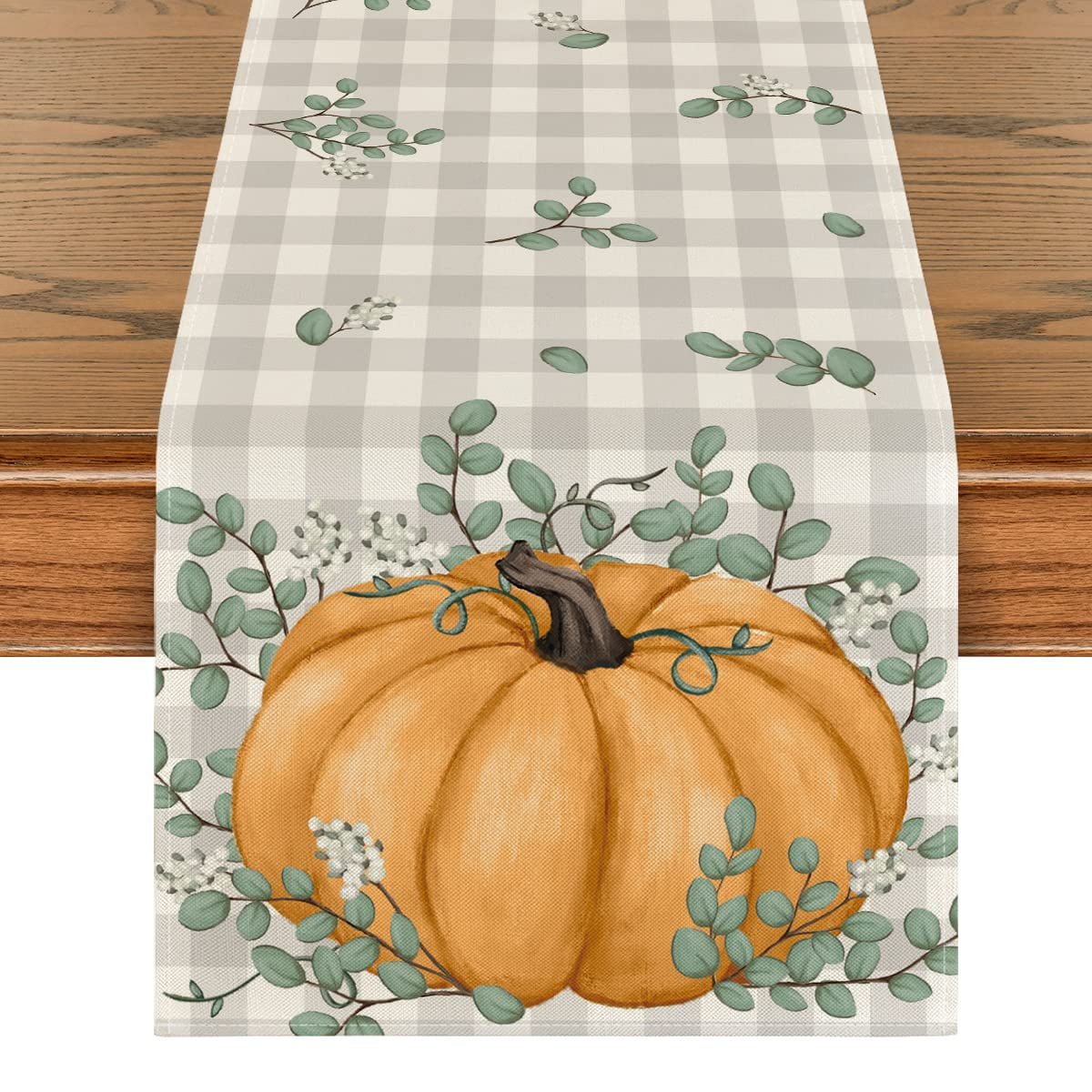 Artoid Mode Pumpkin Eucalyptus Leaves Thanksgiving Buffalo Plaid Fall ...