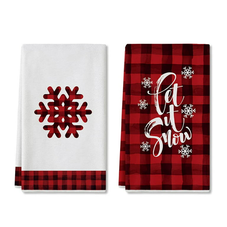Artoid Mode Buffalo Plaid Merry Christmas Kitchen Towels Dish Towels, 18X26  Inch