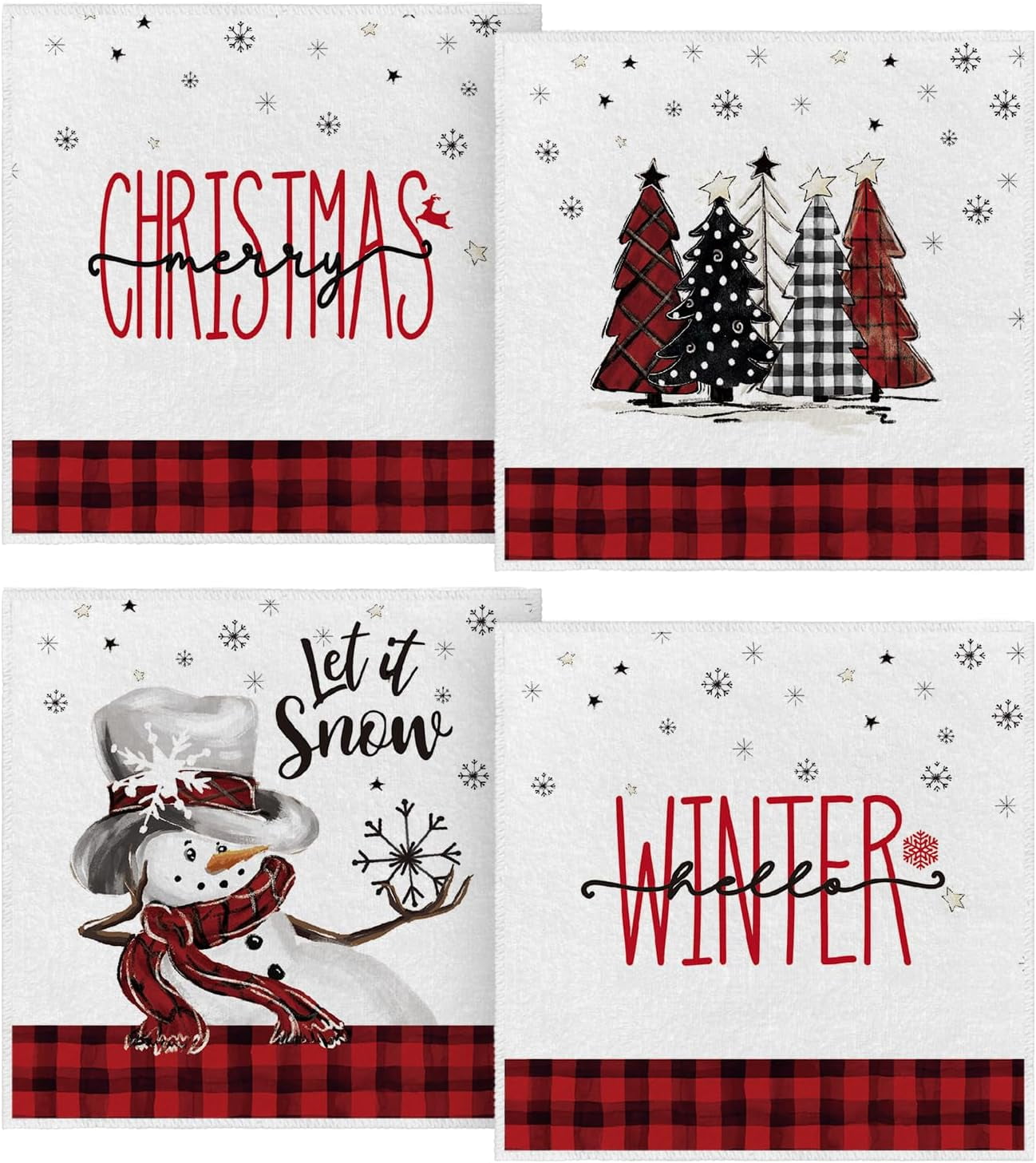 Artoid Mode Red Black Buffalo Plaid Snowman Xmas Trees Christmas