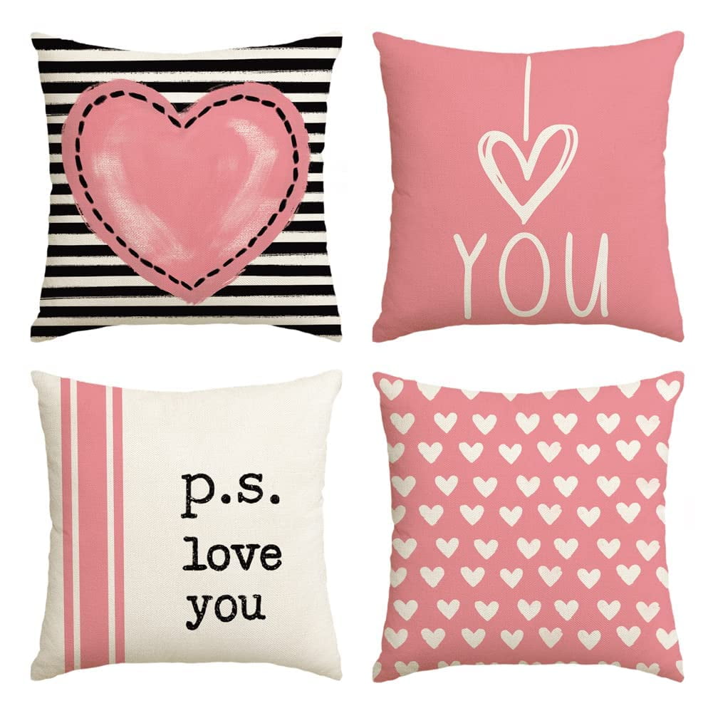 Artoid Mode Valentine's Day I Love You Throw Pillow Covers Pink, 18 x