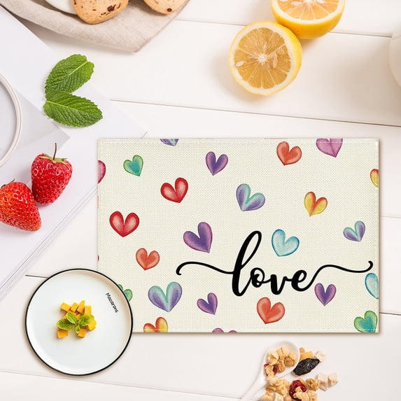 Artoid Mode Valentine's Day Placemat Red Love Wedding Holiday Table Mat 1 Count