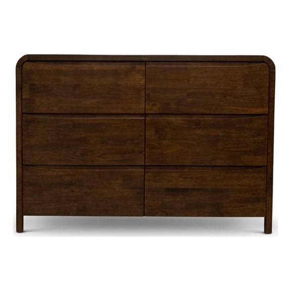 Arton Mid Century Modern Solid Wood Walnut Dresser with 6 Drawers