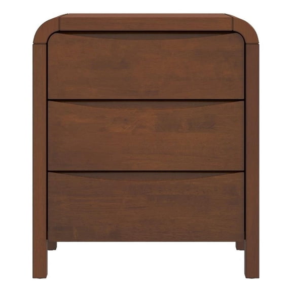Arton Mid Century Solid Wood Walnut Nightstand Bed Side Tables with 3 Drawers