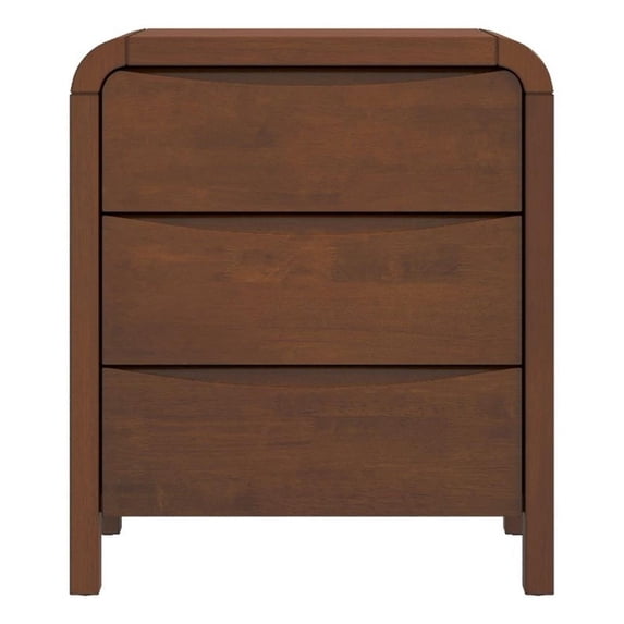 Arton Mid Century Solid Wood Walnut Nightstand Bed Side Tables with 3 Drawers