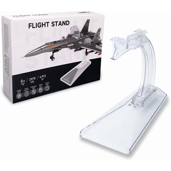 ArtorBricks Display Stand Air Force Series Fighter,for Plane Building Brick Toys etc. Angle Display, Plastic Transoarent Display Stand only