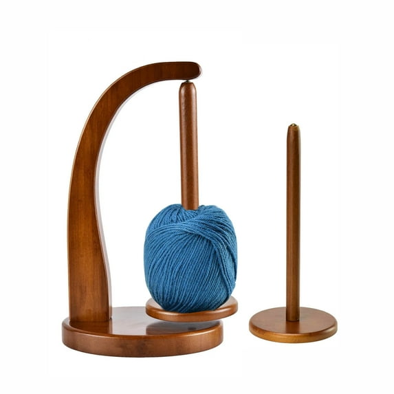 Artowell Bamboo Yarn Holder with Magnetic Spindle, Tangle-Free Wooden Thread Organizer Stand for Knitting & Crochet (Walnut)