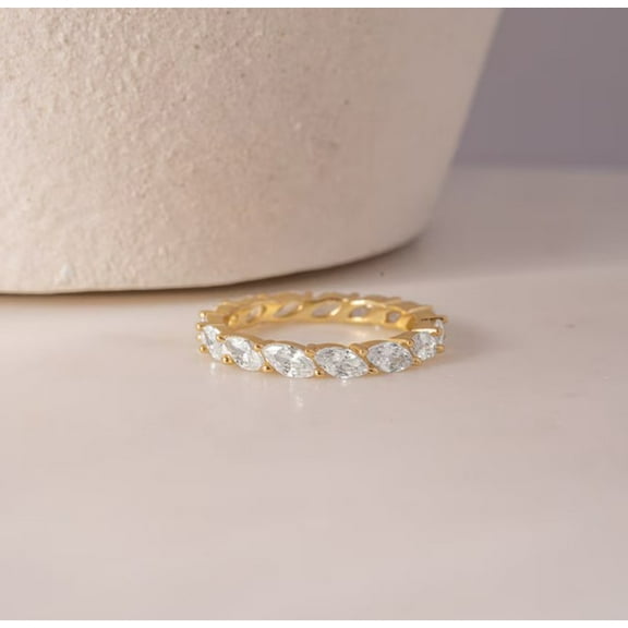 ArtpalaceByMitika Moissanite Marquise Women Wedding Ring,Engagement Ring in (G-H, I2-I3), 14K Yellow Gold Plated, Promise Ring