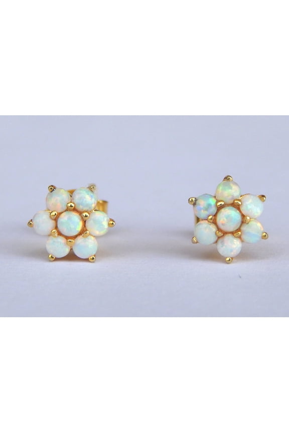 Opal Stud Earrings Small Studs Dainty Studs Minimalist Earrings Opal Studs White Opal Earrings Gift for Her October Birthstone