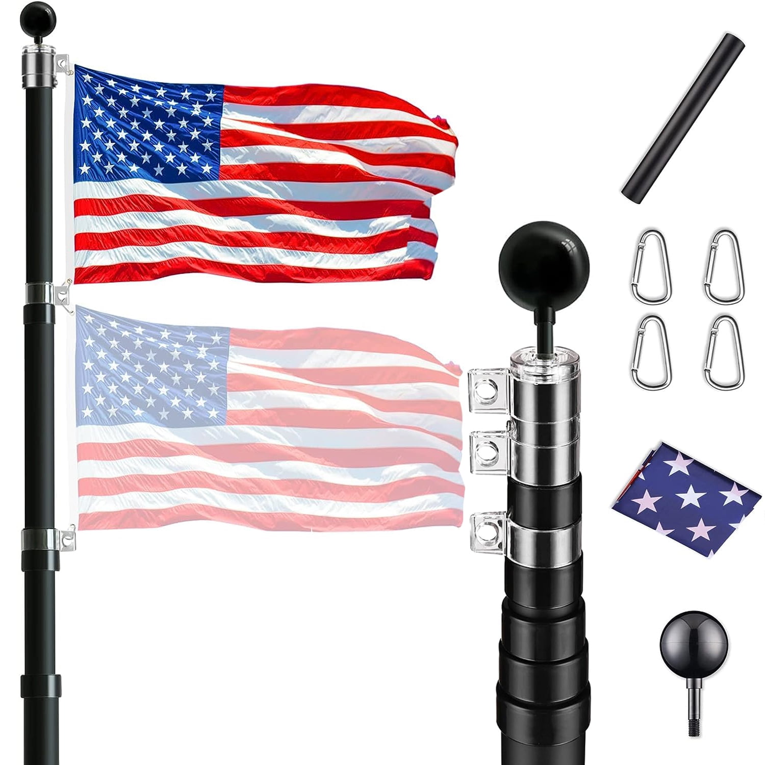 Artpuch 30ft Telescopic Flag Pole, Outdoor Aluminum Sectional Flagpole