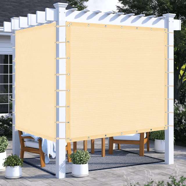 Artpuch 90 Sand 4x4 FT Shade Fabric Sun Shade Cloth with Grommets for Pergola Replacement Shade