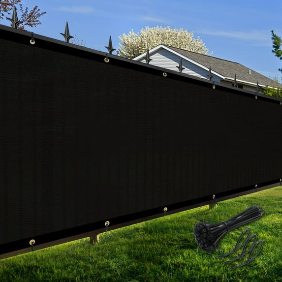 Artpuch  Black Fence Privacy Screen Windscreen Shade Fabric Cloth HDPE, 90% Visibility Blockage, customizable 6x288 FT
