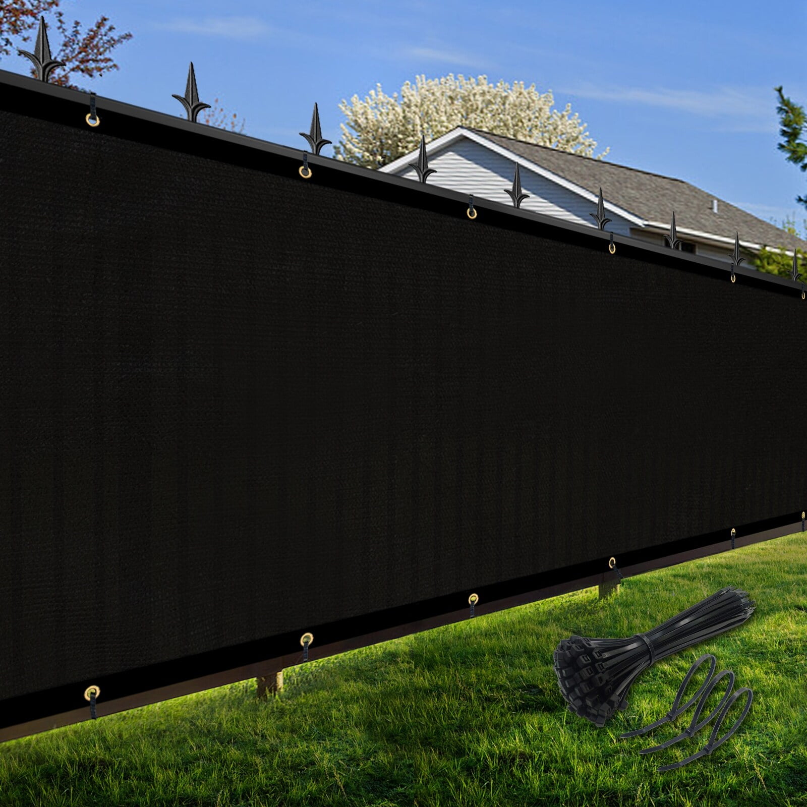 Artpuch Black Fence Privacy Screen Windscreen Shade Fabric Cloth HDPE, 90 Visibility Blockage