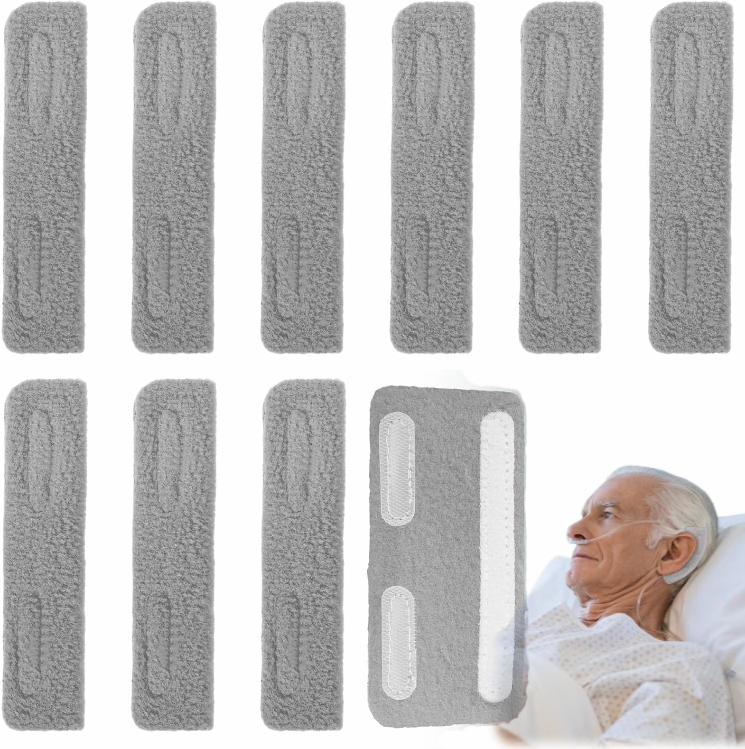 Artrylin 10 Pcs Nasal Cannula Ear Cushions Soft Oxygen Covers Tubing Ear Pads Comfort Cannula Wrap for Accessories Cannula Wrap Oxygen Covers Oxygen Users to Prevent Cheek Indentation DiscomfortGray