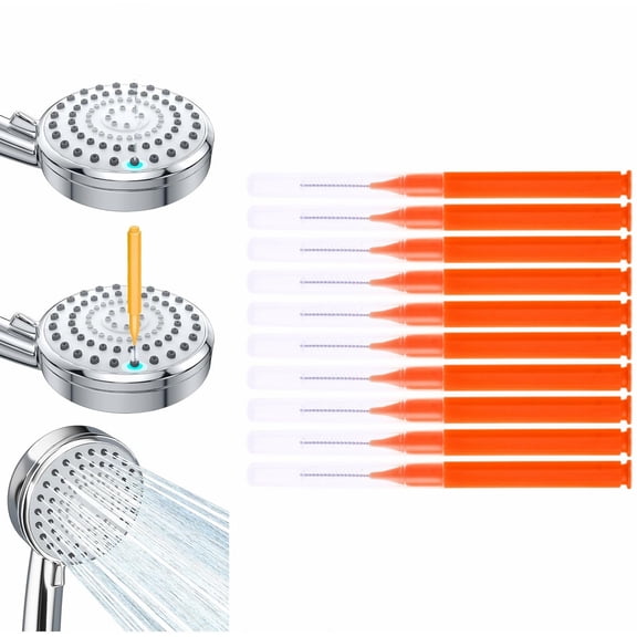 Artrylin 10 Pcs Shower Nozzle Head Cleaning Tool, Anti-Clogging Shower Hole Cleaning Brush Nozzle, Multiplesize Mini Shower Head Cleaning Brush with , Nylon Tiny Shower Head Cleaner for Holes,Orange