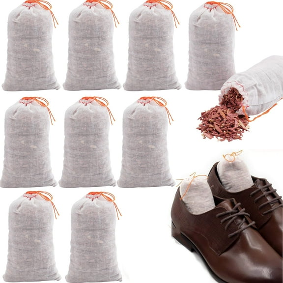 Artrylin 10Pack Cedar Sachets Bags, Red Cedar Chips Sachets for Shoes Clothes Storage, Closet and Drawers Fresh Scents, Home Fragrance Sachet,Cotton Drawstring Pouch Filled with Red Cedar Shavings