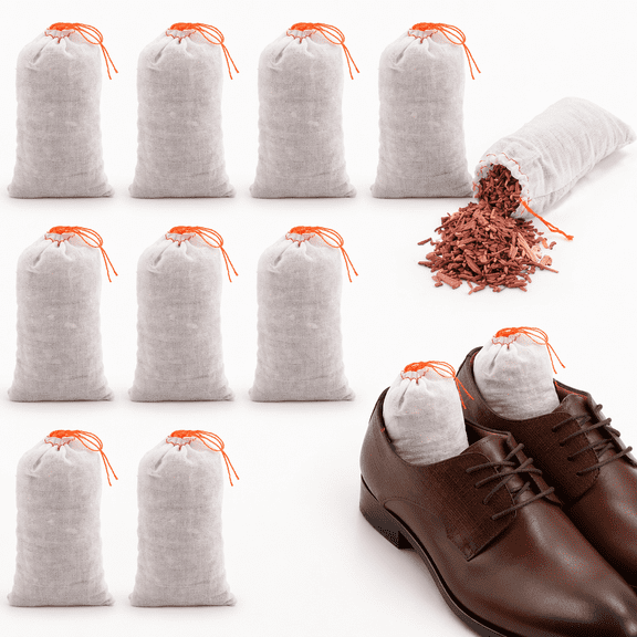 Artrylin 10Pack Cedar Sachets Bags, Red Cedar Chips Sachets for Shoes Clothes Storage, Closet and Drawers Fresh Scents, Home Fragrance Sachet,Cotton Drawstring Pouch Filled with Red Cedar Shavings