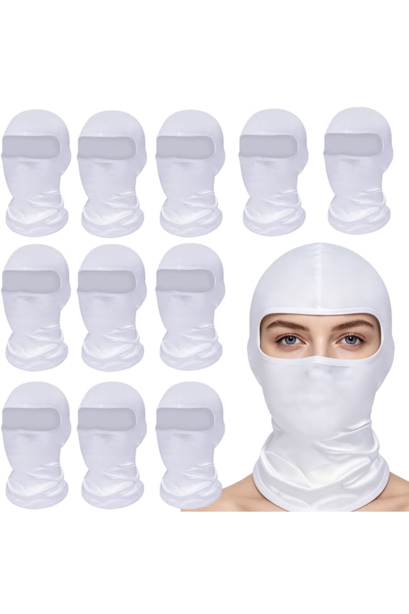 12 Pack Windproof & UV Protection Face Cover, Cooling Breathable Balaclava for Cycling Motorcycling Outdoor Sports, White