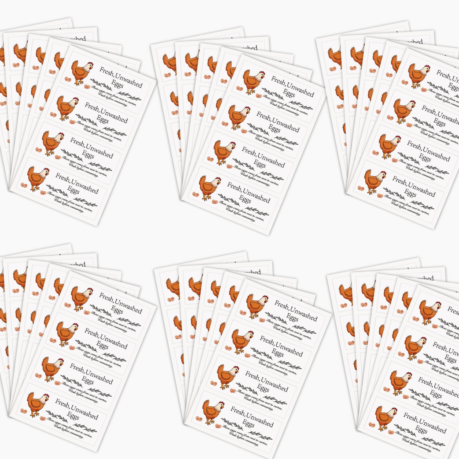Artrylin 120Pcs Unwashed Chicken Quail Duck Egg Carton Stickers White 1 ...