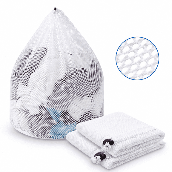 Artrylin 2 Pack Jumbo Mesh Laundry Bags (23.631.5) Heavy Duty Washing Machine Wash Bags for Delicates,Shoes & Underwear. Secure Drawstring Closure, Durable & Breathable for Travel & Home,White