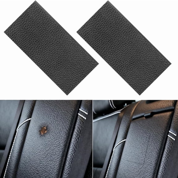 Artrylin 2-Pack Leather & Vinyl Repair Patch Kit, 8 x 4 inch Self-Adhesive No-Sew Repair Tape for Furniture, Car Seats, Couch, Sofa, Office Chair, Quick Fix, Black